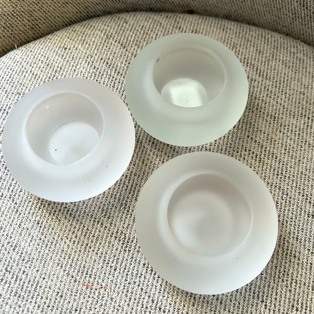 3 pack Frosted Glass Tealight / Votive Candle Holders - Centerpiece